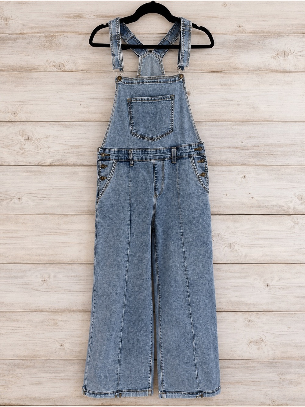 Light Wash Wide Leg Denim Overalls Size Medium NWOT